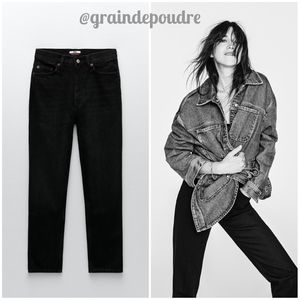 Rare! Zara x Charlotte Gainsbourg Black Cigarette Straight Leg Jeans 34 2